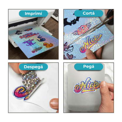 Papel Holográfico A4 Mixto Autoadhesivo de 180 Grs en resma de 18 hojas - Imagen 9