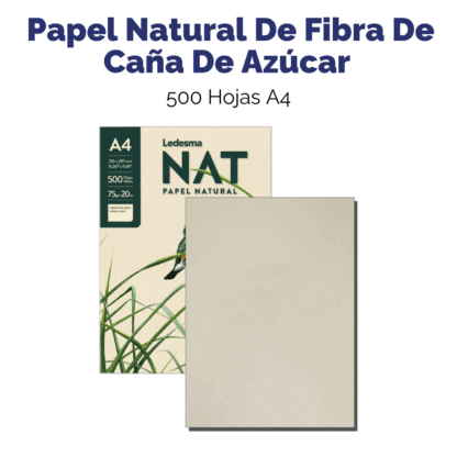 Papel Obra en resma de 500 hojas A4 Ledesma NAT (210 x 297 mm.) de 75 Grs. - Imagen 2