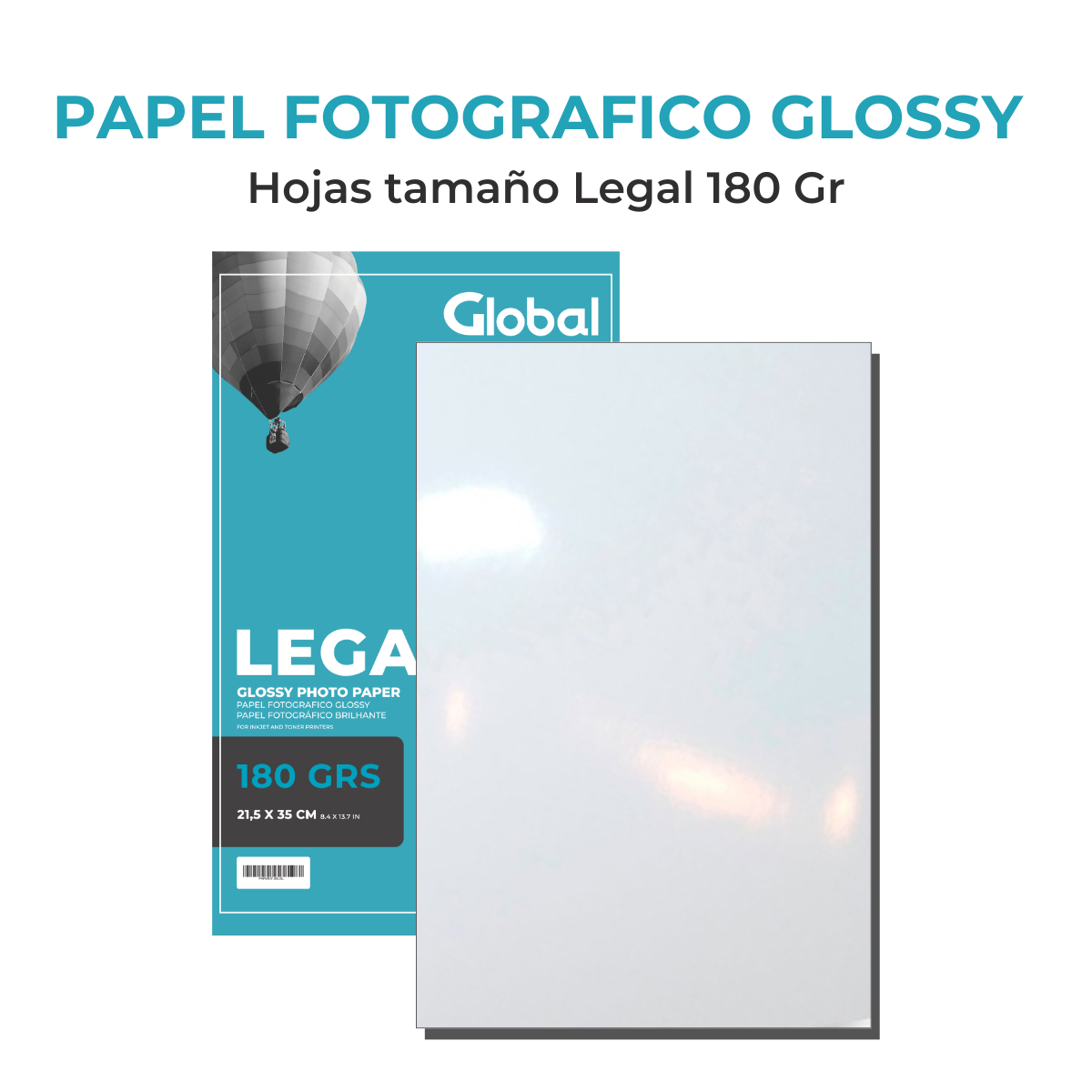 Papel Glossy Legal Oficio de 180 Grs - Resma de 20 hojas - Imagen 3
