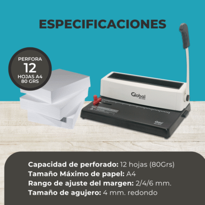 Espiraladora A4 Global Electronics – Precisión y Potencia en Cada Perforado - Imagen 4