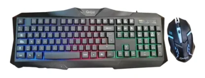 Teclado y Mouse GAMER Combo con luces led Teclado con 3 colores de luz y Mouse 3D 800dpi con 7 colores de luz con cable USB - Global Electronics