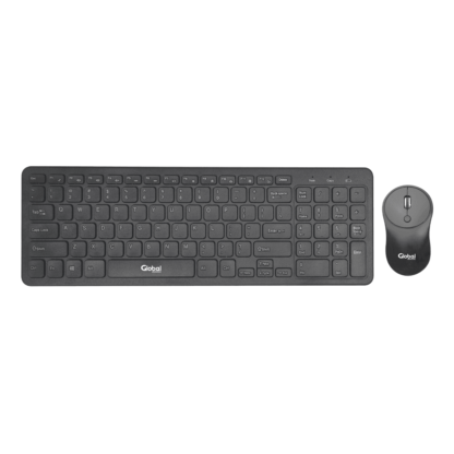 Teclado y Mouse Combo Inalámbrico 2.4ghz a Pilas color negro - Teclas Redondas (Teclado 1 pila AA - Mouse 2 pilas AAA no incluídas) - Global Electronics (Caja x XX)