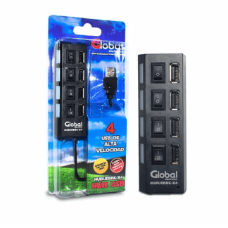 Hub Usb De 4 Puertos Usb 2.0 Negro Global Electronics