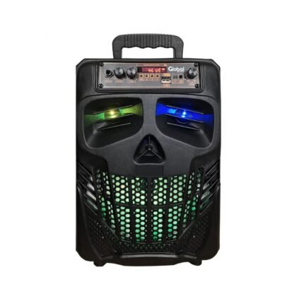 Parlante Bluetooth Premium Carrito 8 pulgadas 30W RMS - Micrófono Karaoke Inalámbrico con control ECO, Global Electronics
