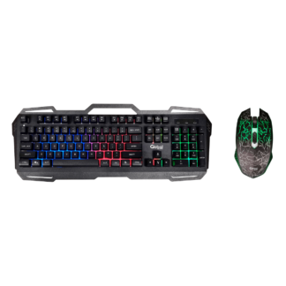Teclado y Mouse GAMER Combo con luces led Teclado Metálico Porta Celular con 3 colores de luz y Mouse 4D 2400dpi configurables con 7 colores de luz con cable USB - Global Electronics