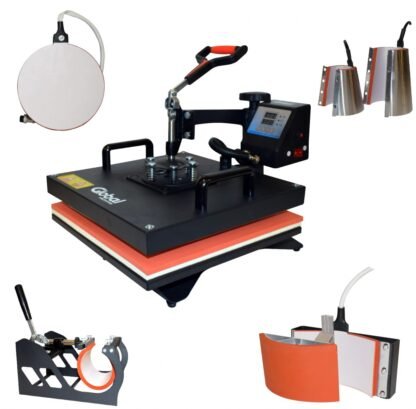 Plancha de Calor para Sublimación 8 en 1 - Plana 38x38cm + Platos 8in/11cm (Resistencia Completa) + Platos 10in/15cm (Resistencia Completa) + Gorras + Tazas Planas 5,5-7,5cm/9oz + Tazas Planas 7,5-9cm/11oz + Tazas Cónicas 12oz + Tazas Cónicas 17oz - Rango