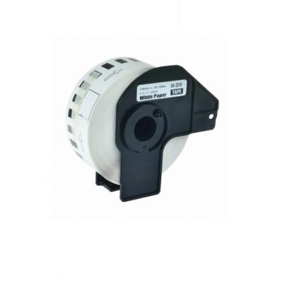 Cinta Label Tape Compatible Brother DK2210 Incluye Eje - Color Negro sobre Blanco de 29 mm x 30,48 mts. Negra