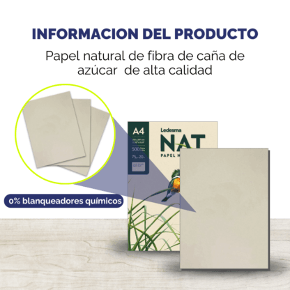 Papel Obra en resma de 500 hojas A4 Ledesma NAT (210 x 297 mm.) de 75 Grs. - Imagen 6