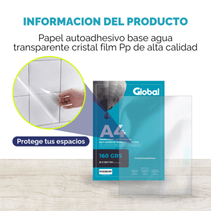 Papel Autoadhesivo A4 Transparente Film PP de 160 Grs - Imagen 5