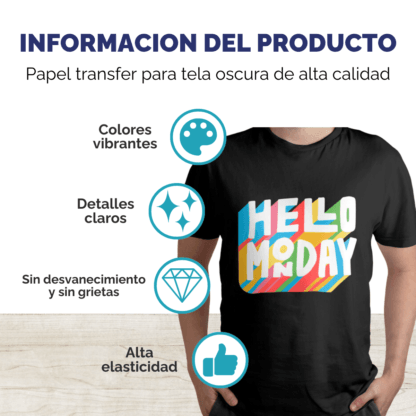 Papel transfer para telas claras y oscuras en resma de 10 hojas - Imagen 3