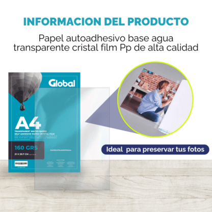 Papel Autoadhesivo A4 Transparente Film PP de 160 Grs - Imagen 4