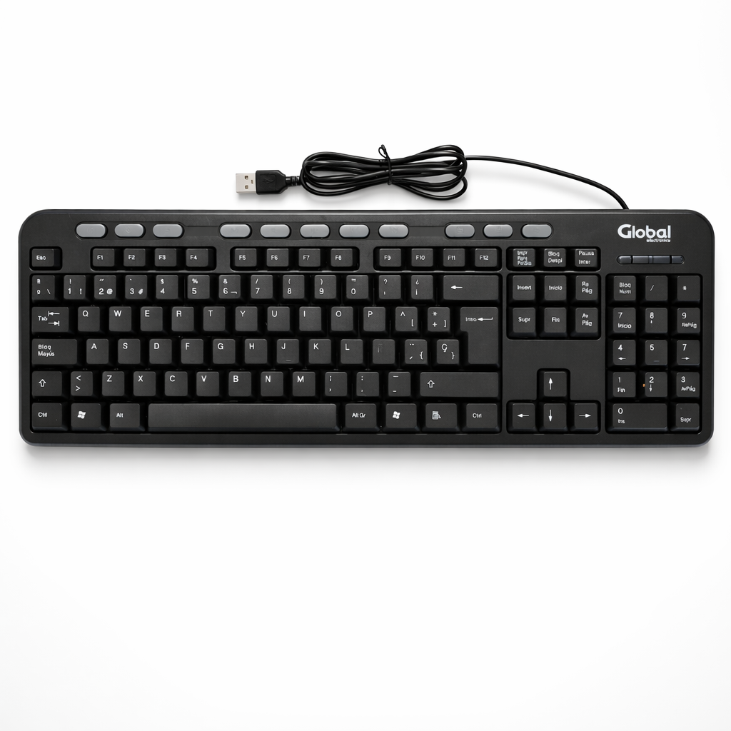 Teclado Multimedia K227 con cable USB color negro 108 teclas - Global Electronics
