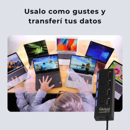 Hub Usb Cargador De 4 Puertos Usb 2.0 Negro - Imagen 8