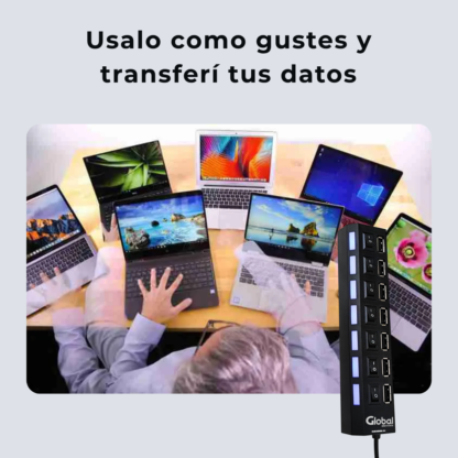 Hub Usb Cargador de 7 Puertos Usb 2.0 Con Switch De Encendido - Imagen 10