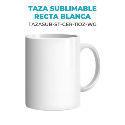 Taza Sublimable de Ceramica Recta con Asa Blanca Glossy de 11Oz 330cm3 - Imagen 3