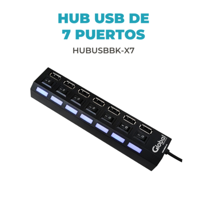 Hub Usb Cargador de 7 Puertos Usb 2.0 Con Switch De Encendido - Imagen 2