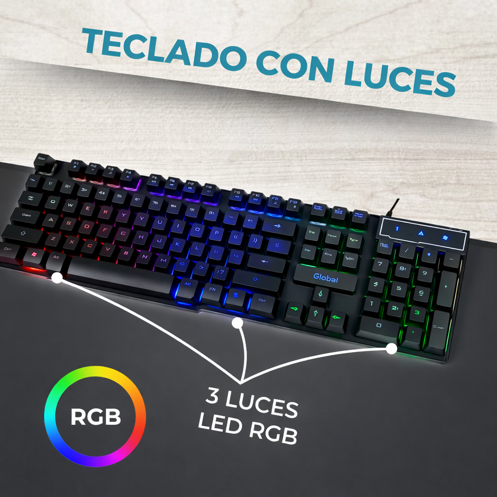 Kit Gamer Teclado, Mouse, Auricular y Mouse Pad - Imagen 3