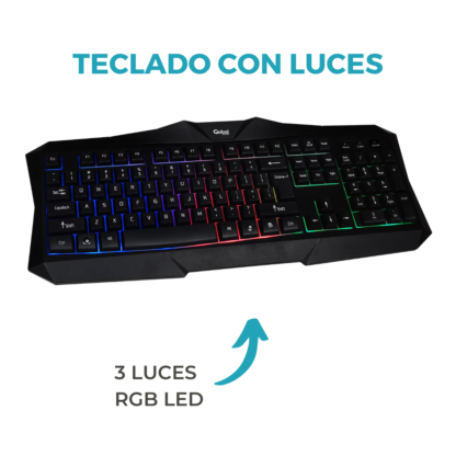 Combo Teclado y Mouse GAMER con luces led Teclado KL116 - Imagen 5