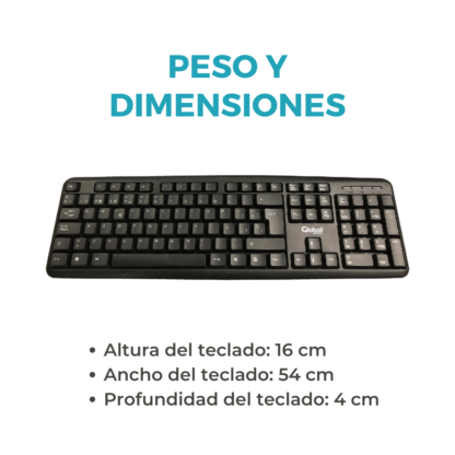 Teclado Multimedia K227 con cable USB color negro 108 teclas - Global Electronics - Imagen 4