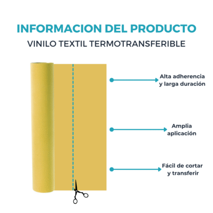 Vinilo Termotransferible Textil Flock PU de 0.50 mt de ancho Matte 770 Micrones Rollo 25 mts - Imagen 4