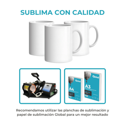 Taza Sublimable de Ceramica Recta con Asa Blanca Glossy de 11Oz 330cm3 - Imagen 6