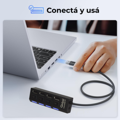 Hub Usb Cargador De 4 Puertos Usb 2.0 Negro - Imagen 11