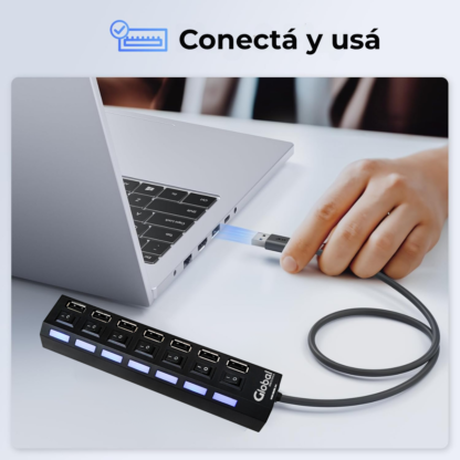 Hub Usb Cargador de 7 Puertos Usb 2.0 Con Switch De Encendido - Imagen 5