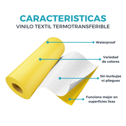 Vinilo Termotransferible Textil Flock PU de 0.50 mt de ancho Matte 770 Micrones Rollo 25 mts - Imagen 5