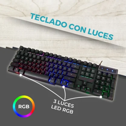 Kit Gamer Teclado, Mouse, Auricular y Mouse Pad - Imagen 6