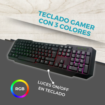 Combo Teclado + Mouse Gamer Luz Led Usb Retroiluminado KL102 - Imagen 7
