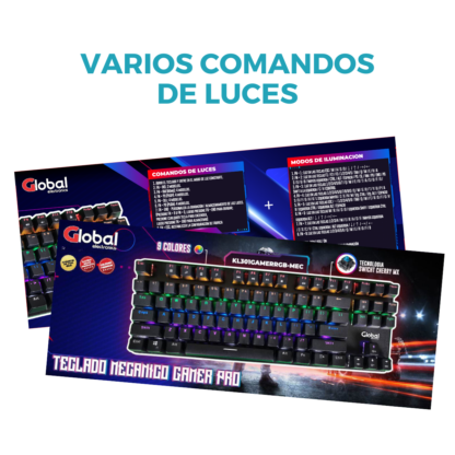 Teclado Mecanico GAMER PRO con luces led con Swicht Cherry MX Blue - Imagen 7