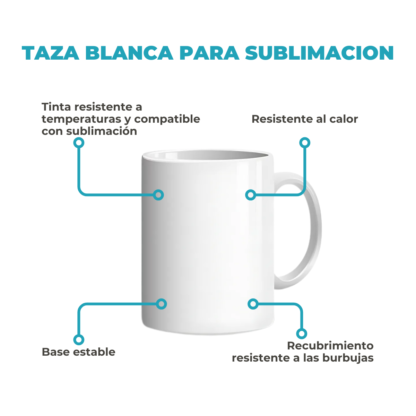 Taza Sublimable de Ceramica Recta con Asa Blanca Glossy de 11Oz 330cm3 - Imagen 8