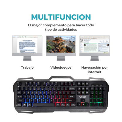 Combo Gamer Total Iluminación LED, Diseño Metálico y Porta Celular - Imagen 9
