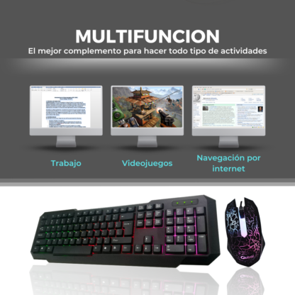 Combo Teclado + Mouse Gamer Luz Led Usb Retroiluminado KL102 - Imagen 12