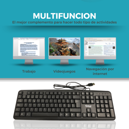 Teclado con cable USB K103 color negro 108 teclas - Español - Imagen 11