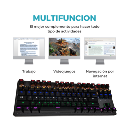 Teclado Mecanico GAMER PRO con luces led con Swicht Cherry MX Blue - Imagen 10