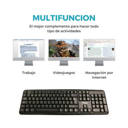 Teclado Multimedia K227 con cable USB color negro 108 teclas - Global Electronics - Imagen 9
