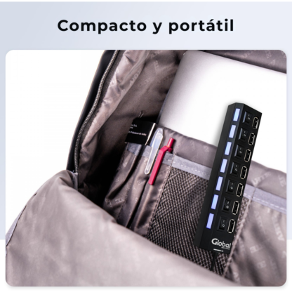 Hub Usb Cargador de 7 Puertos Usb 2.0 Con Switch De Encendido - Imagen 9