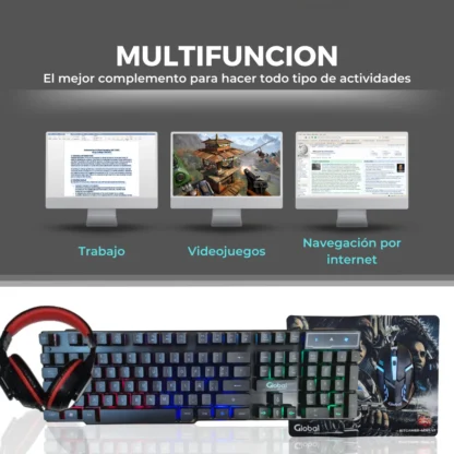 Kit Gamer Teclado, Mouse, Auricular y Mouse Pad - Imagen 10