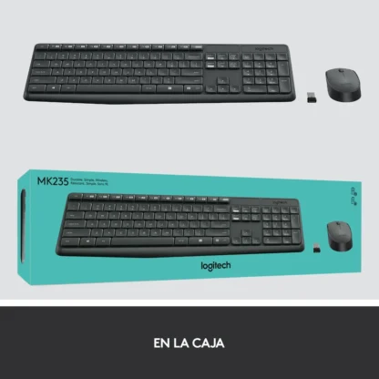 Combo Logitech de Teclado y Mouse Inalambrico Gris MK235 - Imagen 3