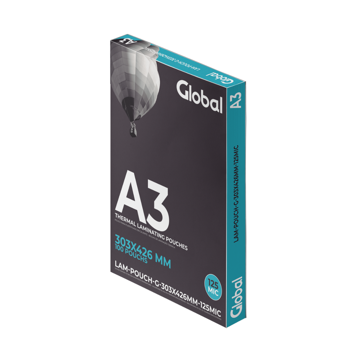 Pouch Glossy para Plastificado en Caliente A3 de 303x426mm de 125 Mic (75+50) por 100 Unidades - Global Electronics