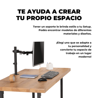 Soporte Monitor Simple de Brazo Movible de 10¨ a 27¨ VESA 50x50 75x75 100x100 hasta 10kg - Imagen 10