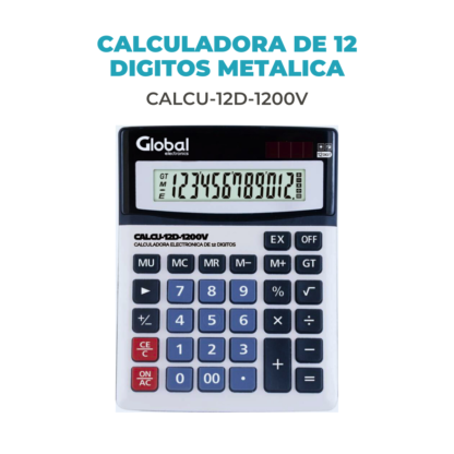 Calculadora de 12 Dígitos Metálica 1200V Plateada con Botones Grandes - Imagen 8