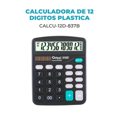 Calculadora de 12 Dígitos Plástica 837B Negra - Imagen 8