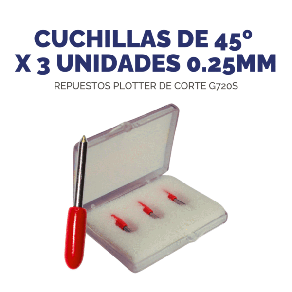 Repuestos Plotter de Corte G720S - Cuchillas de 45º x 3 unidades 0.25mm - Imagen 2
