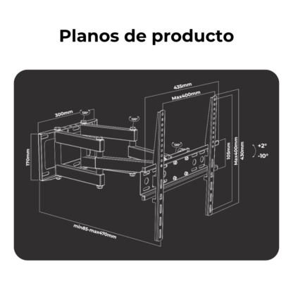 Soporte TV Brazo Móvil Doble de 30¨ a 60¨ VESA 400x400, Global Electronics - Imagen 3