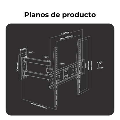 Soporte TV con Brazo Doble 26" a 63" – Movilidad Total y Máxima Firmeza - Imagen 3