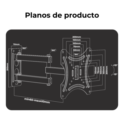Soporte TV Móvil 14" a 42" – Flexibilidad Compacta y Firmeza Total - Imagen 3