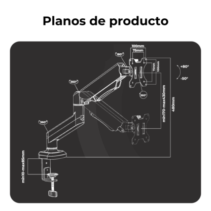 Soporte Ergonómico de Brazo Movible – Ideal para Monitores de 13" a 30" - Imagen 3