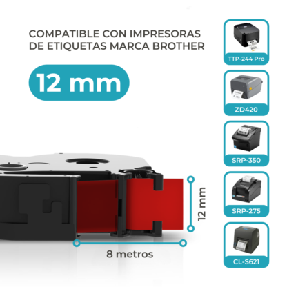 Cinta Compatible Para Brother Mk431 Negro sobre rojo - Imagen 11